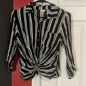 Young Adult Black and White Striped Blouse